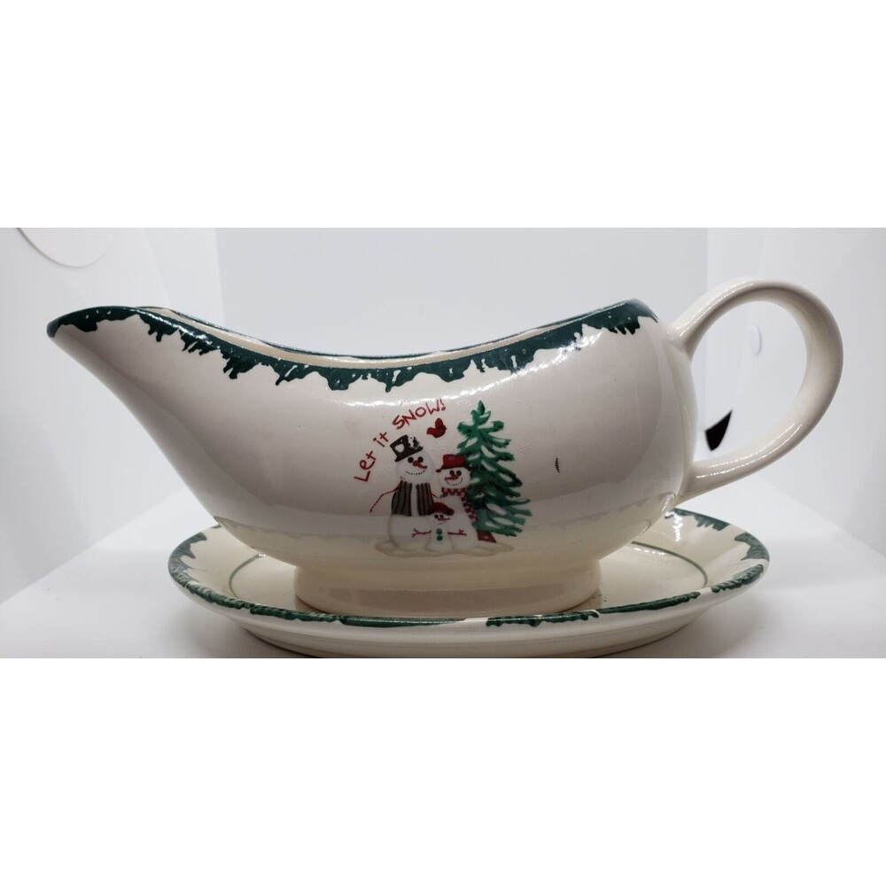 Atico Let It Snow Gravy Boat with Under Plate ~Vintage~